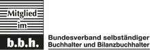 Logo: Mitglied im Bundesverband selbstständiger Buchhalter und Bilanzbuchhalter (b.b.h.)